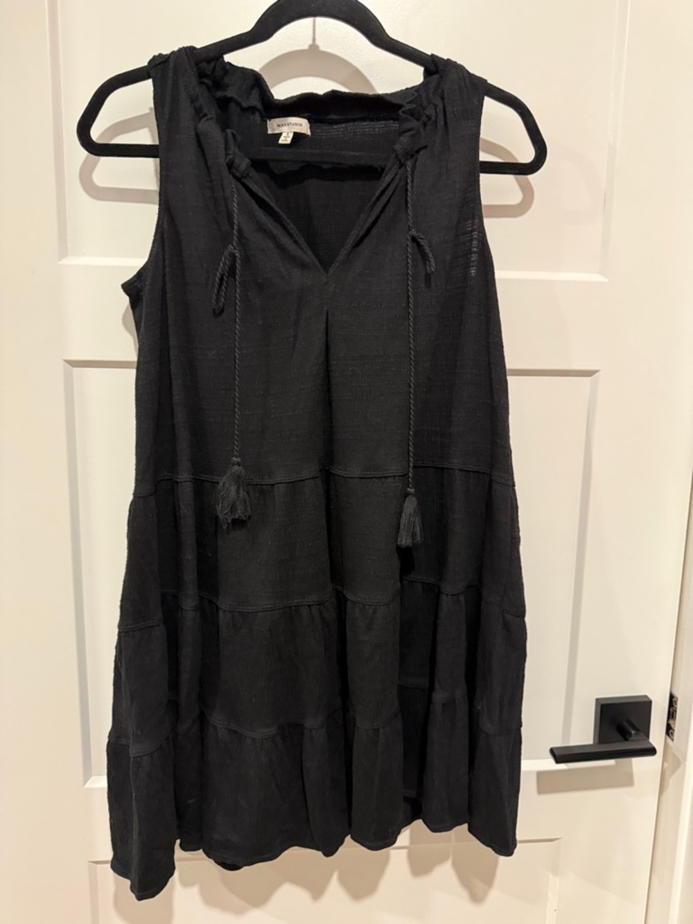 Max Studio Black Sleeveless Tiered Tunic Dress